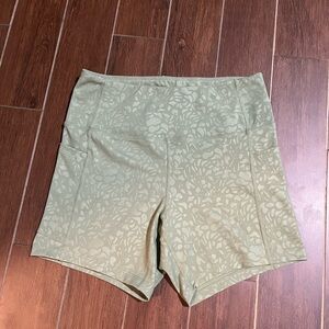 Floral Patterned Women's Bike Shorts - Sage Green